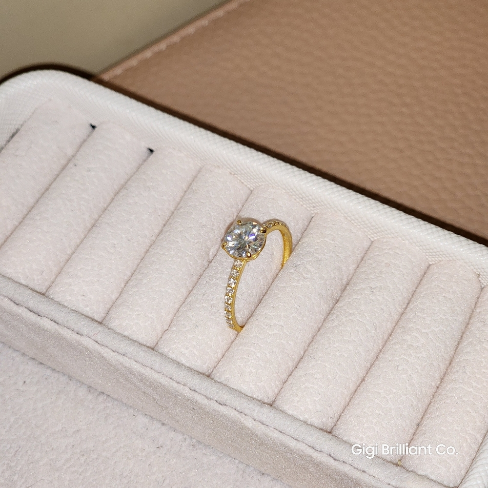 18K Gold Solitaire Moissanite Ring